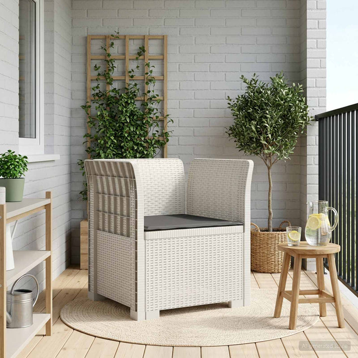 1-personers Lænestol med Pude Rattan Look PP Hvid