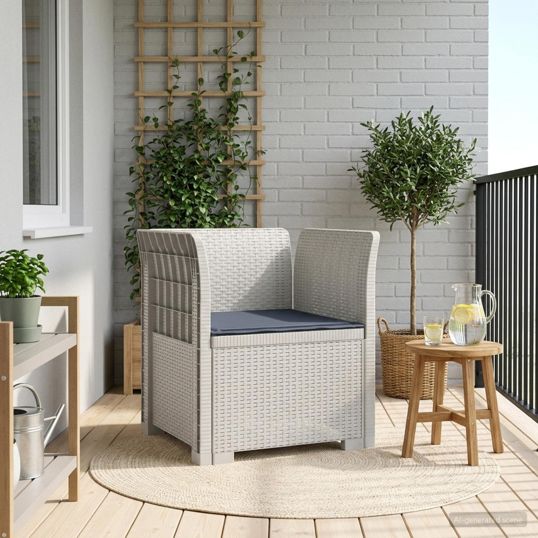 1-personers Lænestol med Pude Rattan Look PP Hvid