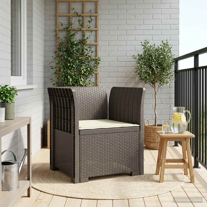 1-personers Lænestol med Pude Rattan Look PP Lysegrå