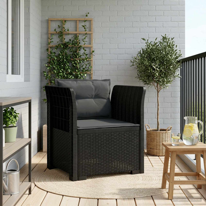 1-personers Lænestol med Pudefyld Rattan Look PP Antracit