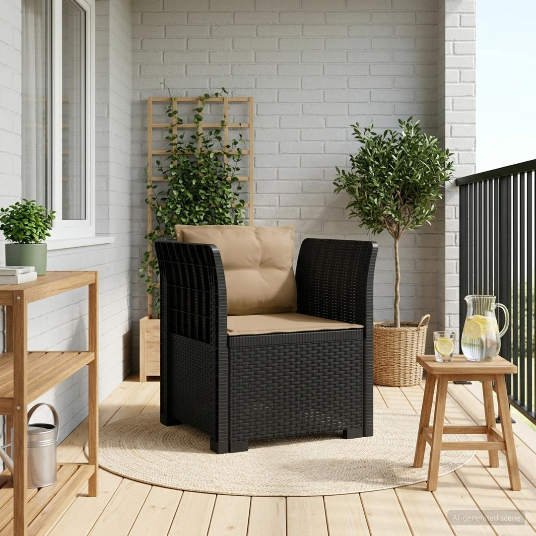 1-personers Lænestol med Pudefyld Rattan Look PP Antracit