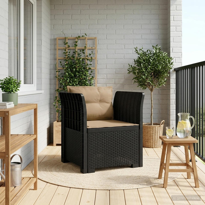 1-personers Lænestol med Pudefyld Rattan Look PP Antracit