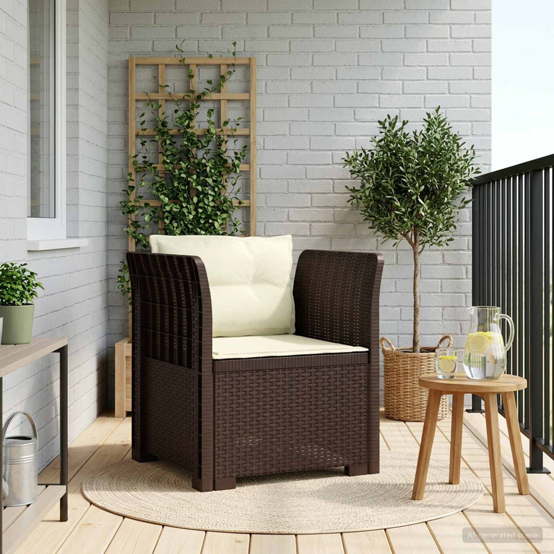 1-personers Lænestol med Pudefyld Rattan Look PP Brun