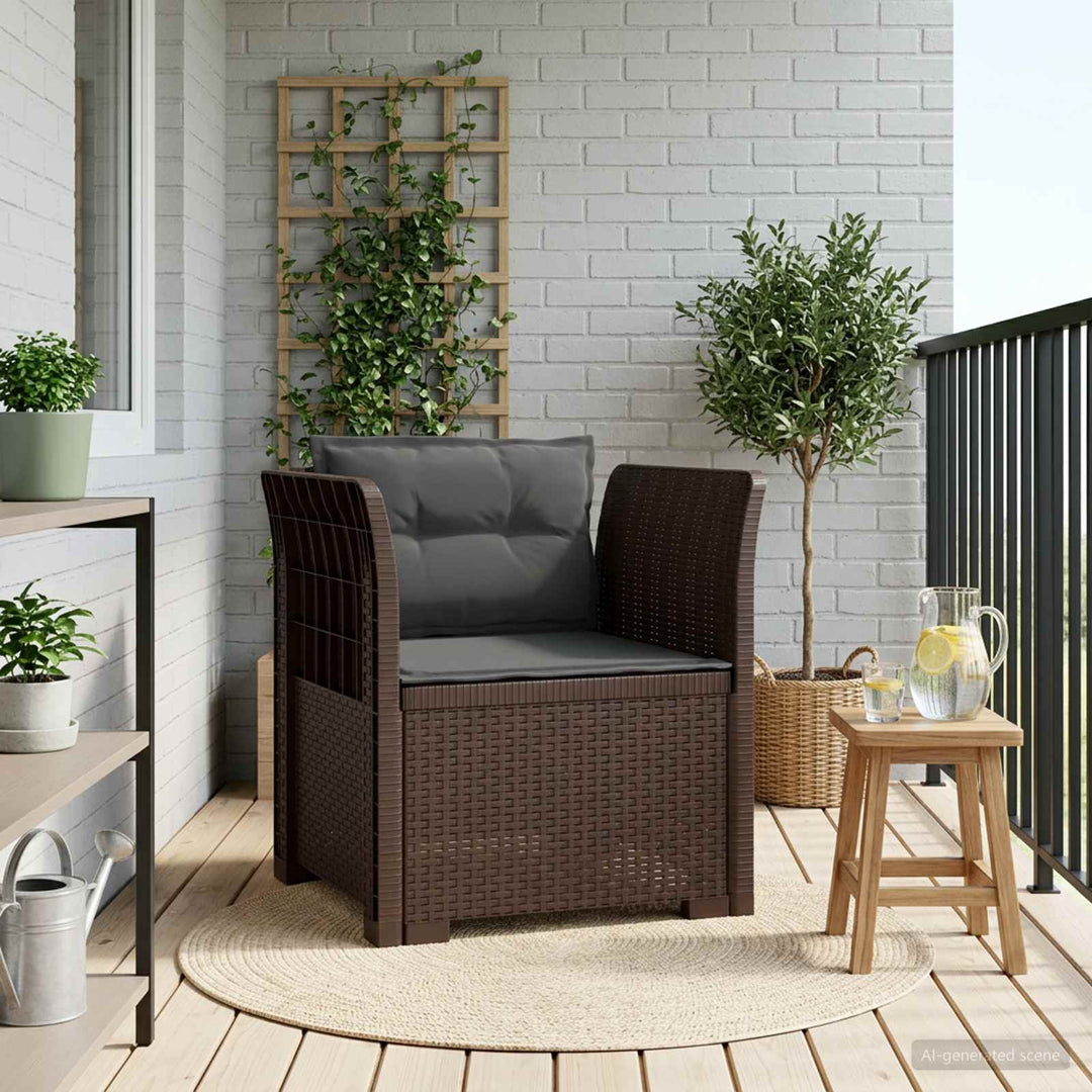 1-personers Lænestol med Pudefyld Rattan Look PP Brun