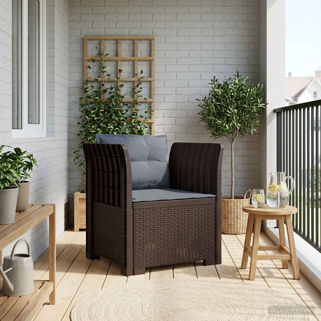 1-personers Lænestol med Pudefyld Rattan Look PP Brun