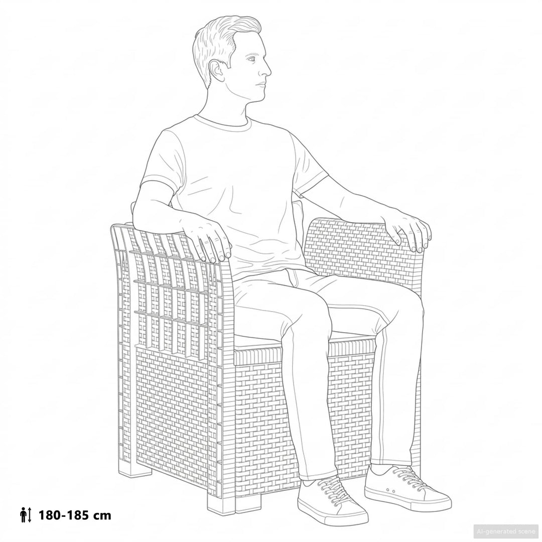 1-personers Lænestol med Pudefyld Rattan Look PP Hvid