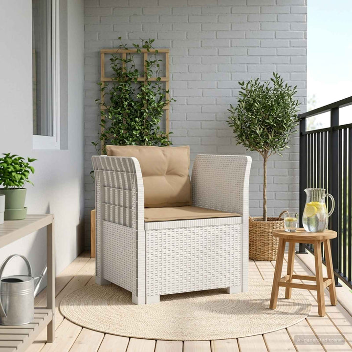1-personers Lænestol med Pudefyld Rattan Look PP Hvid