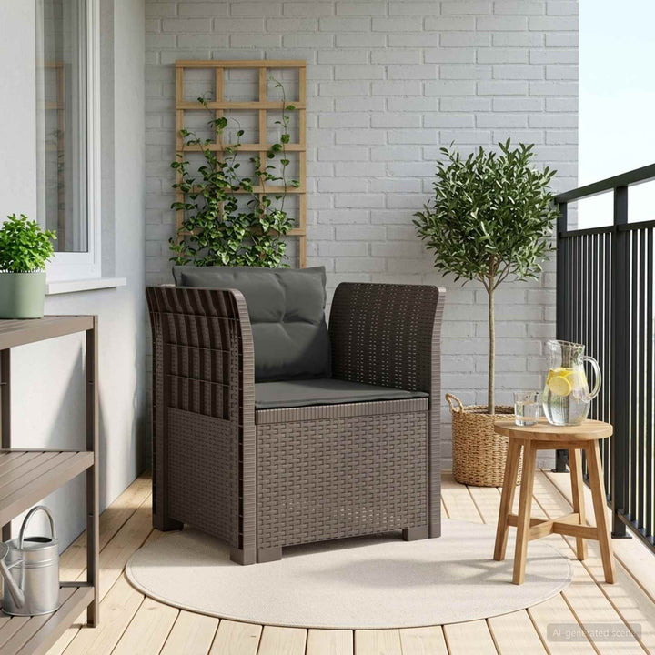 1-personers Lænestol med Pudefyld Rattan Look PP Lysegrå