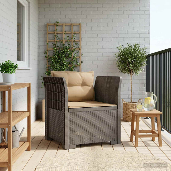 1-personers Lænestol med Pudefyld Rattan Look PP Lysegrå