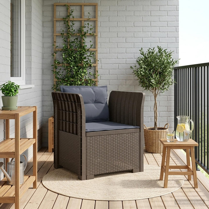 1-personers Lænestol med Pudefyld Rattan Look PP Lysegrå