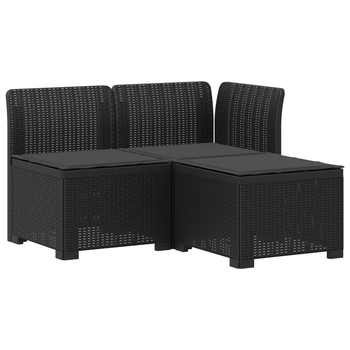 3-personers havensofa med puder i rattanlook PP Antracit