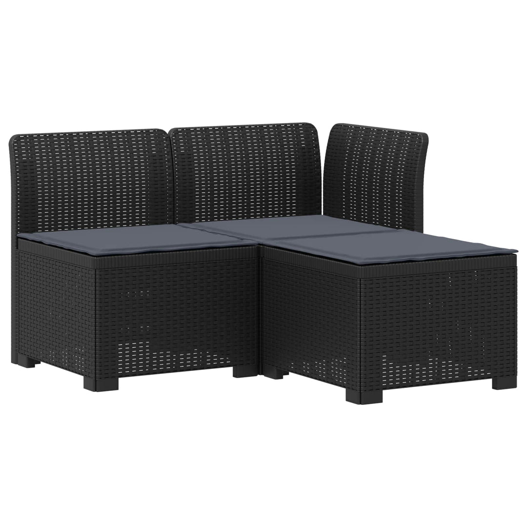 3-personers havensofa med puder i rattanlook PP Antracit