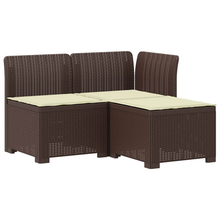 3-personers havensofa med puder i rattanlook PP Brun