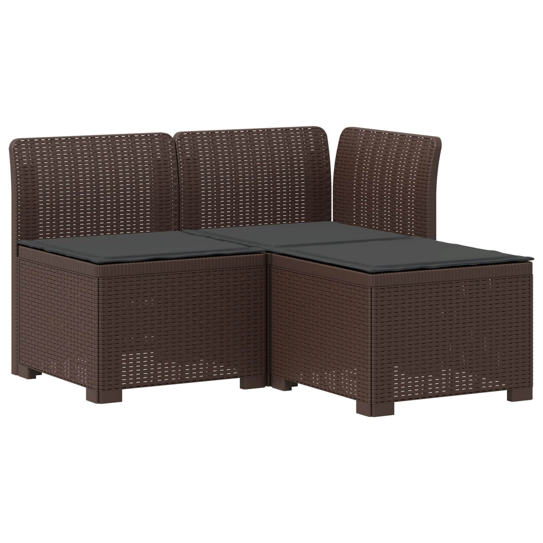 3-personers havensofa med puder i rattanlook PP Brun