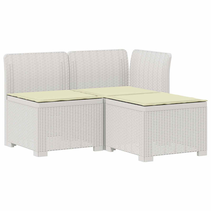 3-personers havensofa med puder i rattanlook PP Hvid