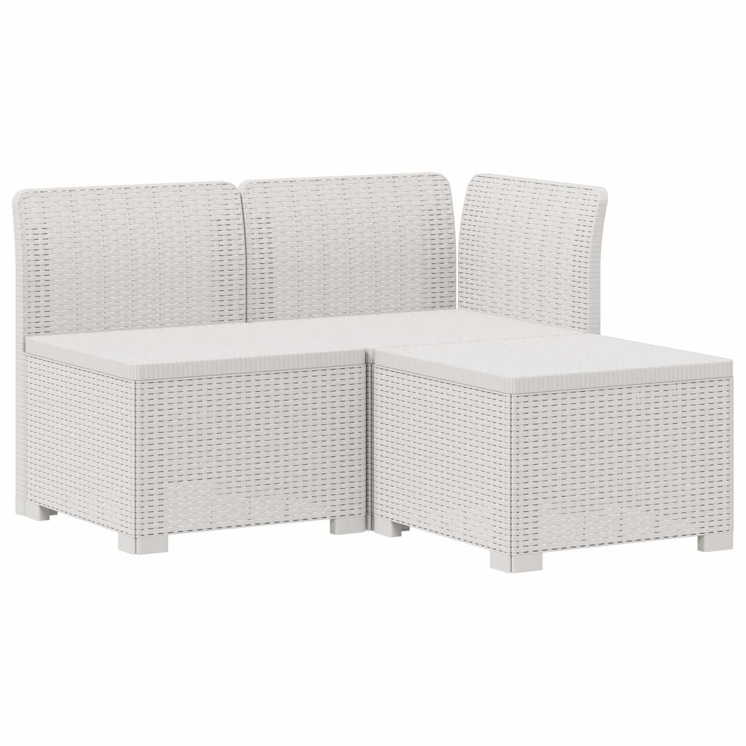 3-personers havensofa med puder i rattanlook PP Hvid