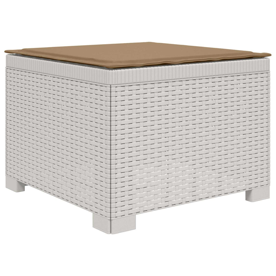 3-personers havensofa med puder i rattanlook PP Hvid