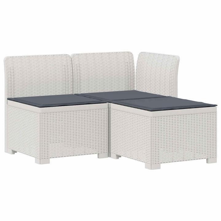 3-personers havensofa med puder i rattanlook PP Hvid