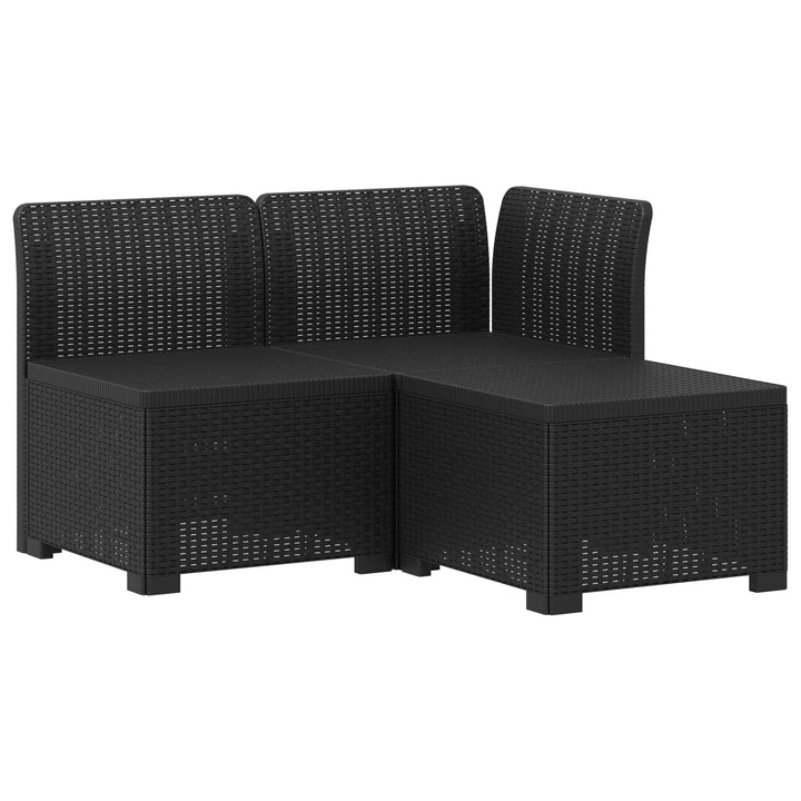 3-personers havensofa med puder i rattanlook PP Antracit