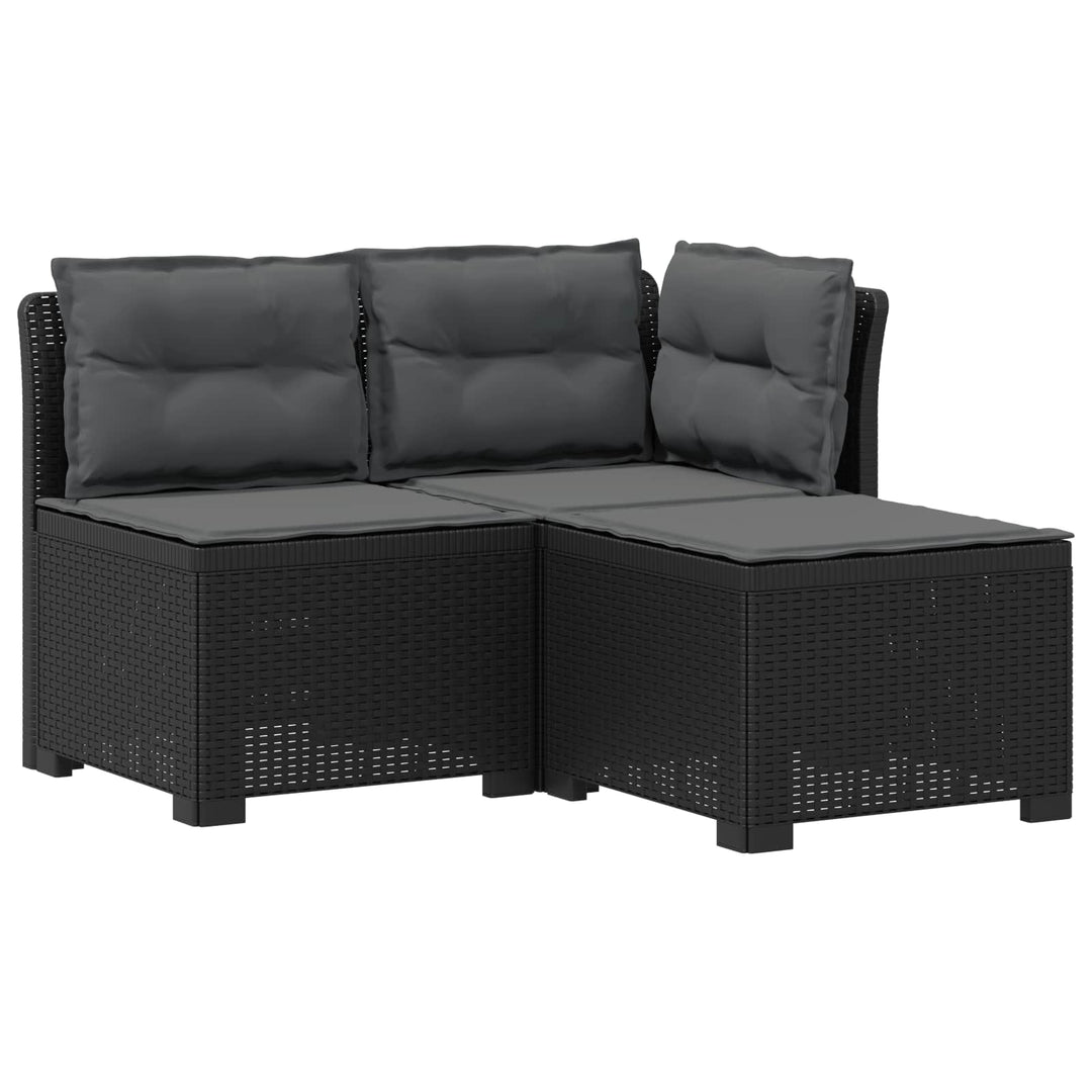 3-personers havensofa med puder i rattanlook PP Antracit