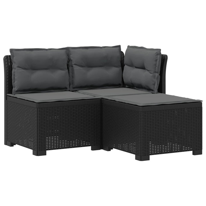 3-personers havensofa med puder i rattanlook PP Antracit