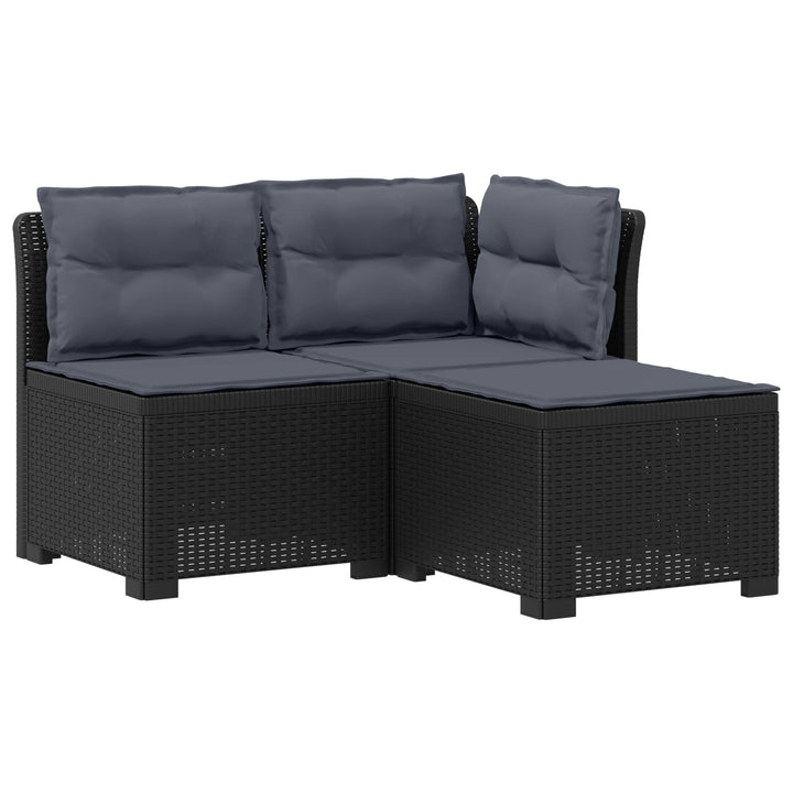 3-personers havensofa med puder i rattanlook PP Antracit