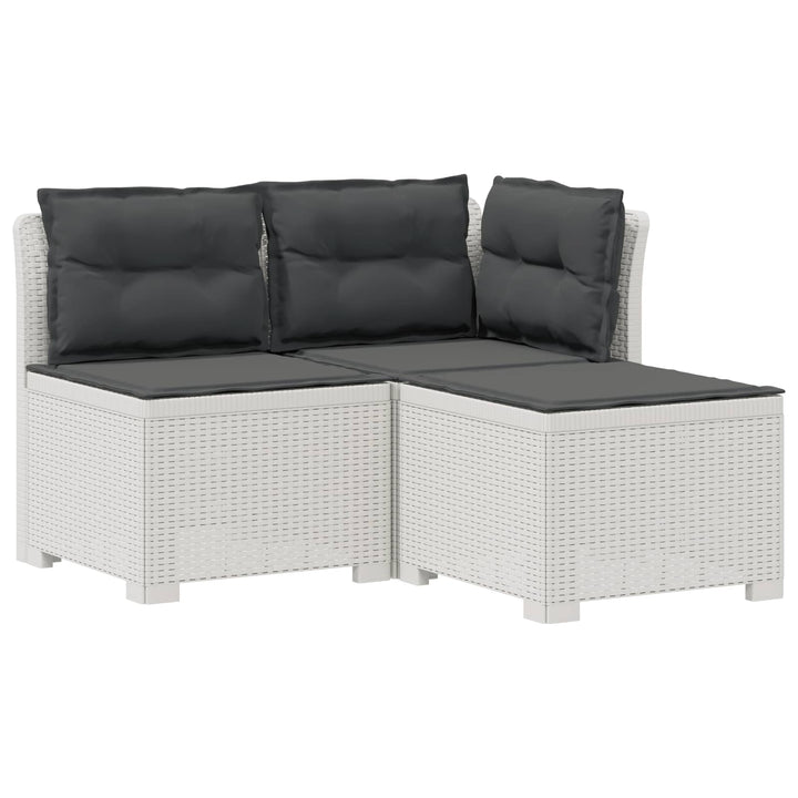 3-personers havensofa med puder i rattanlook PP Hvid