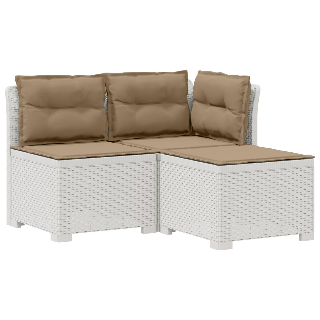 3-personers havensofa med puder i rattanlook PP Hvid