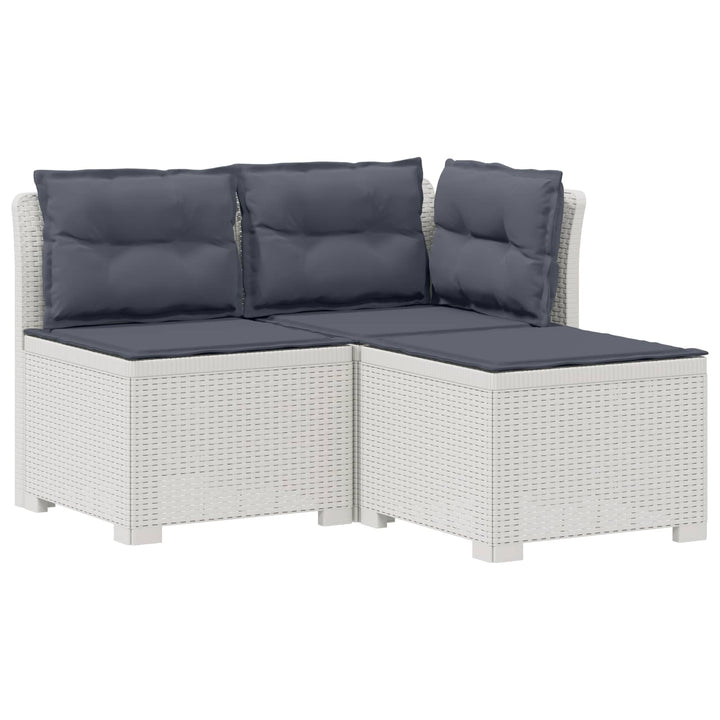 3-personers havensofa med puder i rattanlook PP Hvid