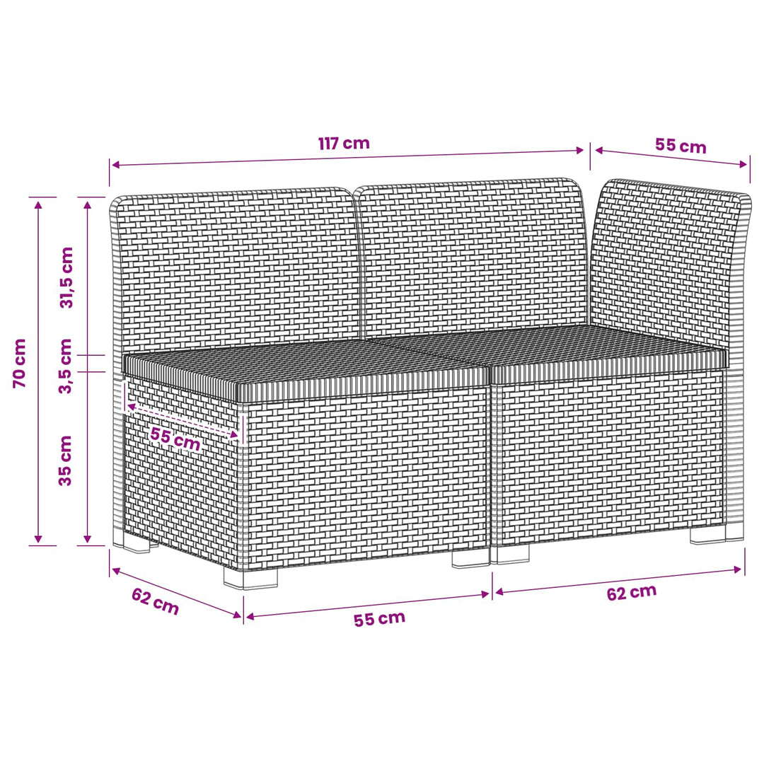 2-personers Havemøbelsofa Rattan Look PP Antracit
