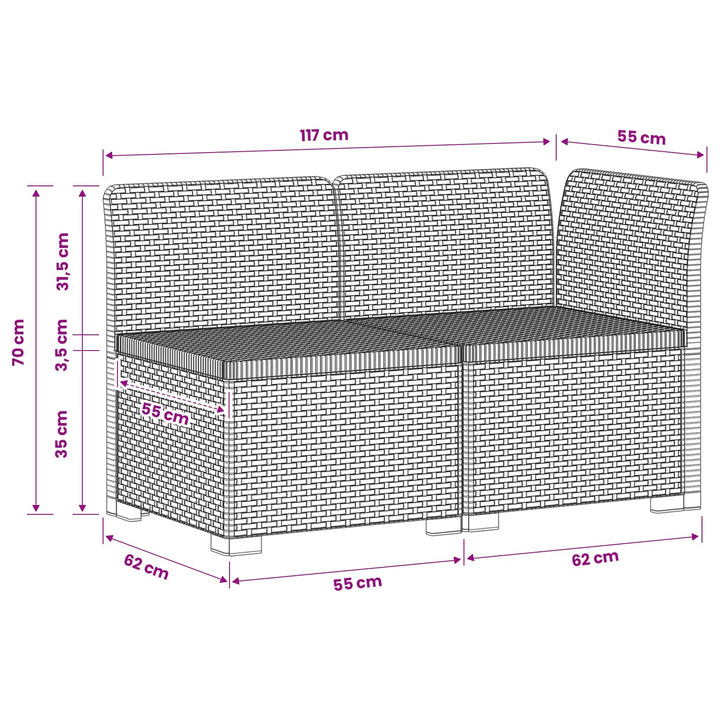 2-personers Havemøbelsofa Rattan Look PP Lysegrå