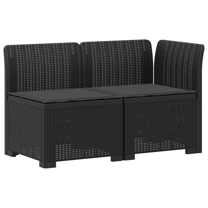 2-personers Havemøbelsofa med Pudefyld Rattan Look PP Antracit