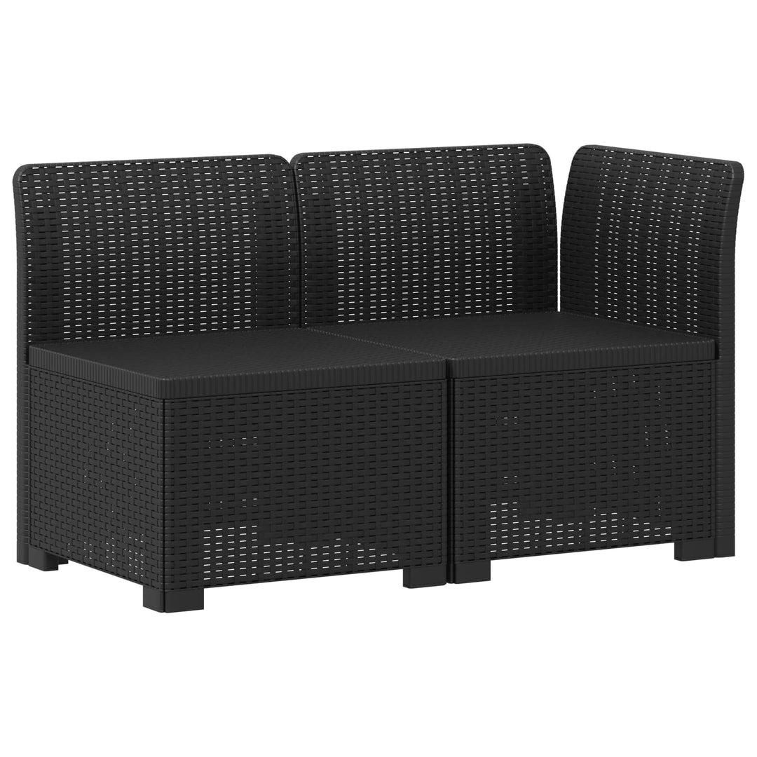 2-personers Havemøbelsofa med Pudefyld Rattan Look PP Antracit