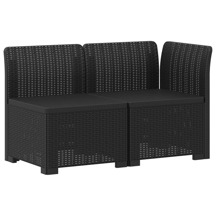 2-personers Havemøbelsofa med Pudefyld Rattan Look PP Antracit