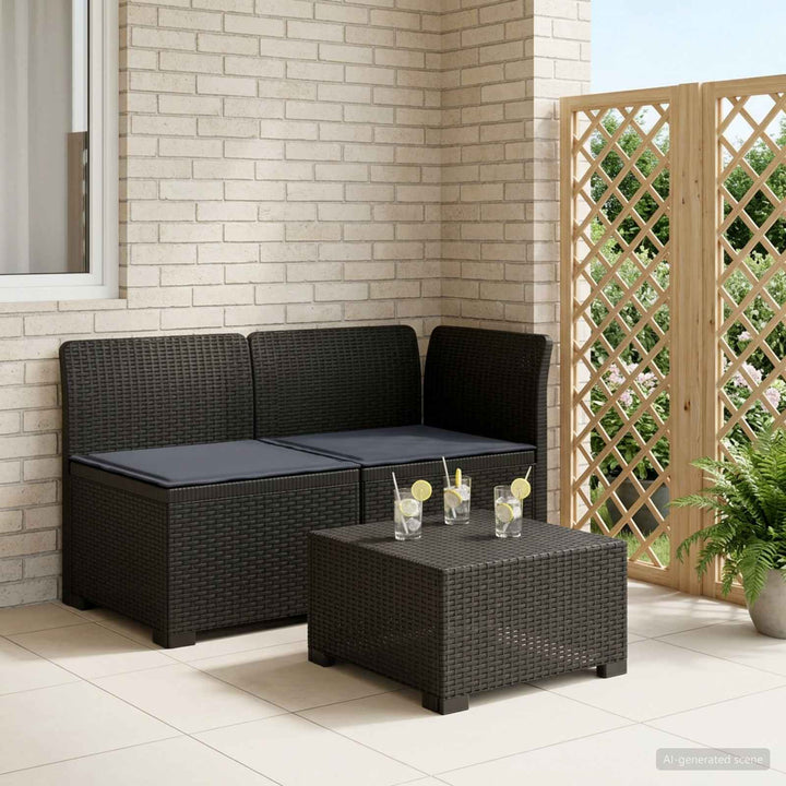2-personers Havemøbelsofa med Pudefyld Rattan Look PP Antracit