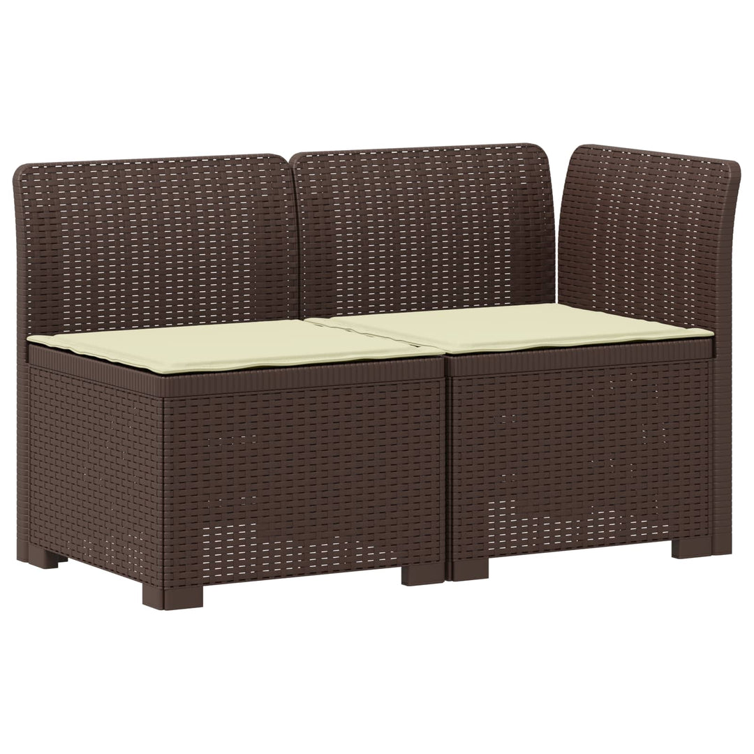 2-personers Havemøbelsofa med Pudefyld Rattan Look PP Brun