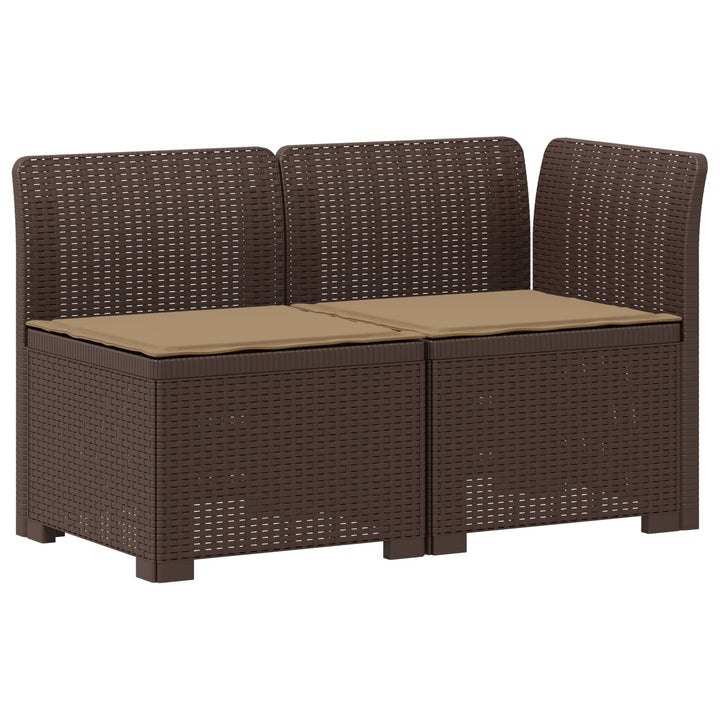 2-personers Havemøbelsofa med Pudefyld Rattan Look PP Brun