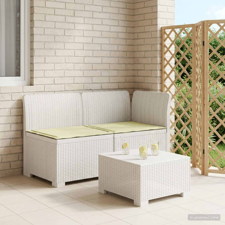 2-personers Havemøbelsofa med Pudefyld Rattan Look PP Hvid