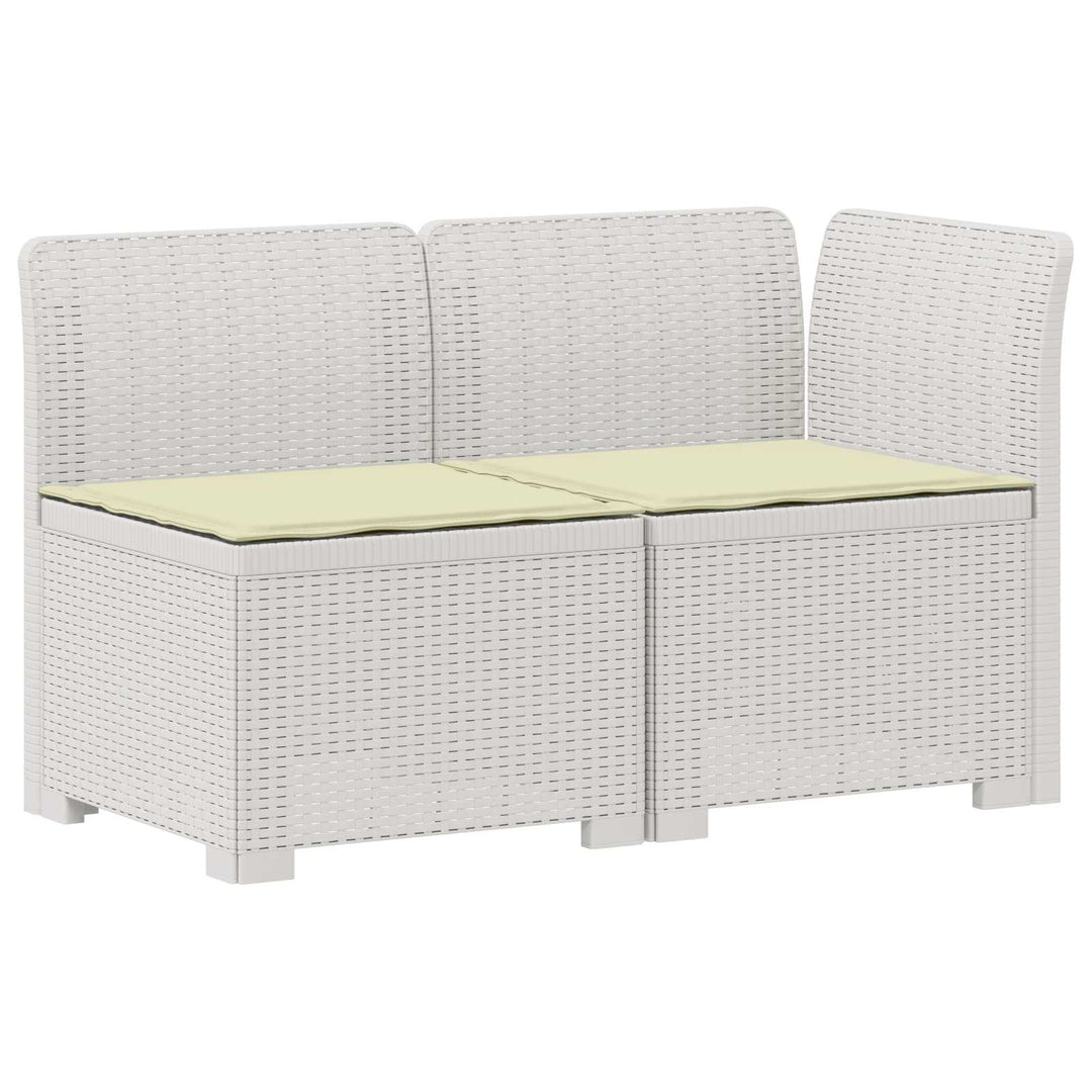 2-personers Havemøbelsofa med Pudefyld Rattan Look PP Hvid