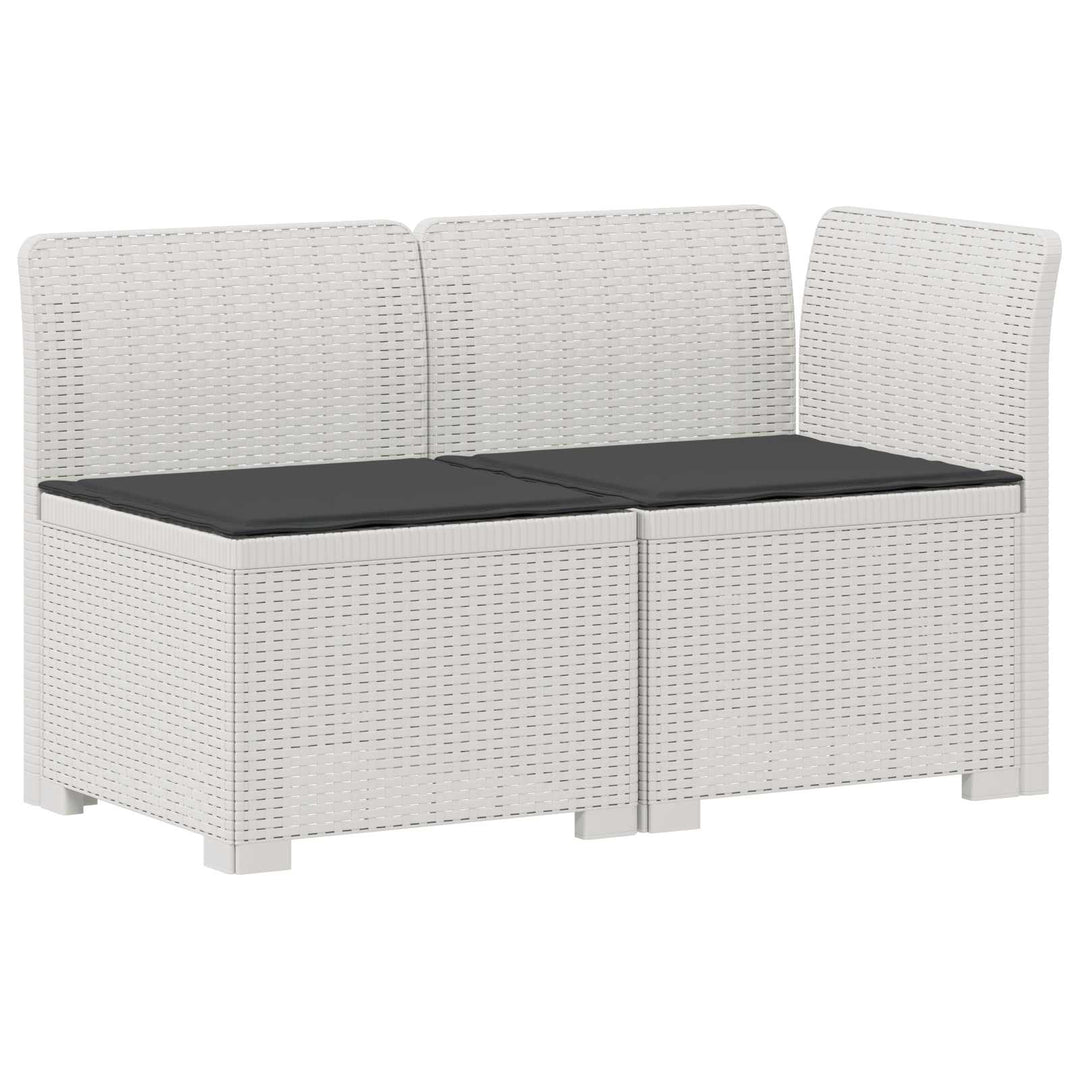 2-personers Havemøbelsofa med Pudefyld Rattan Look PP Hvid
