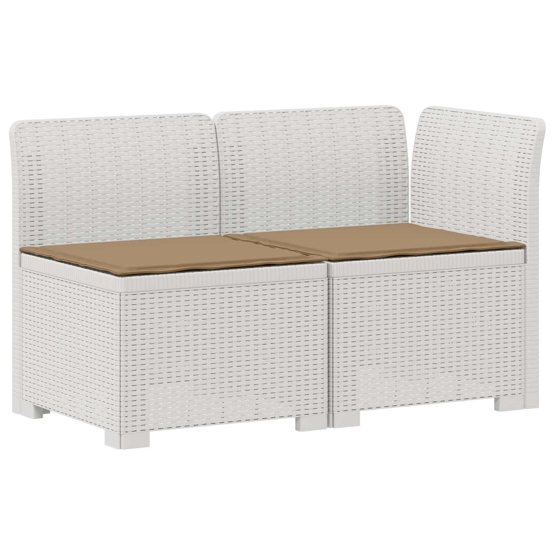 2-personers Havemøbelsofa med Pudefyld Rattan Look PP Hvid