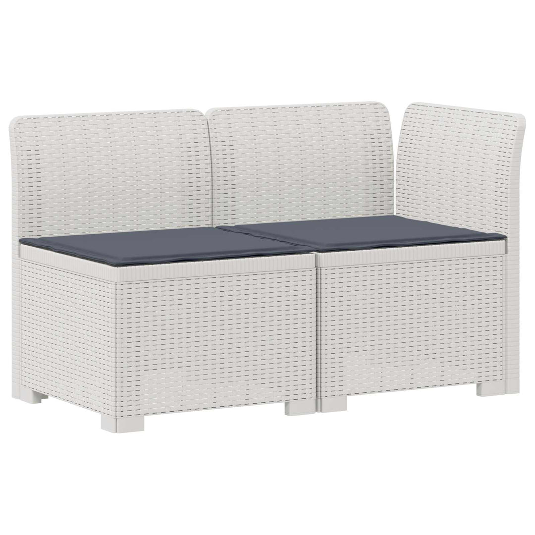 2-personers Havemøbelsofa med Pudefyld Rattan Look PP Hvid