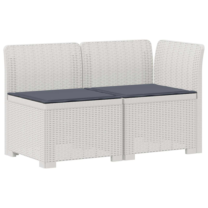 2-personers Havemøbelsofa med Pudefyld Rattan Look PP Hvid
