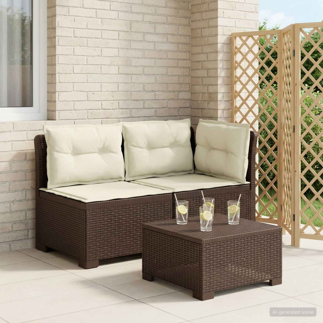 2-personers Havemøbelsofa med Pudefyld Rattan Look PP Brun
