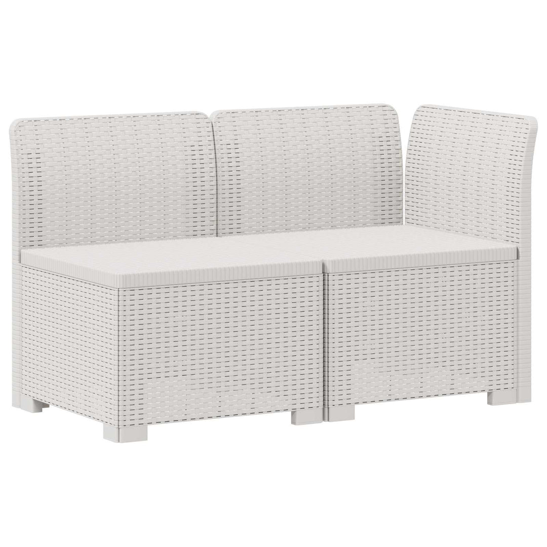 2-personers Havemøbelsofa med Pudefyld Rattan Look PP Hvid