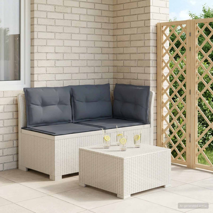 2-personers Havemøbelsofa med Pudefyld Rattan Look PP Hvid