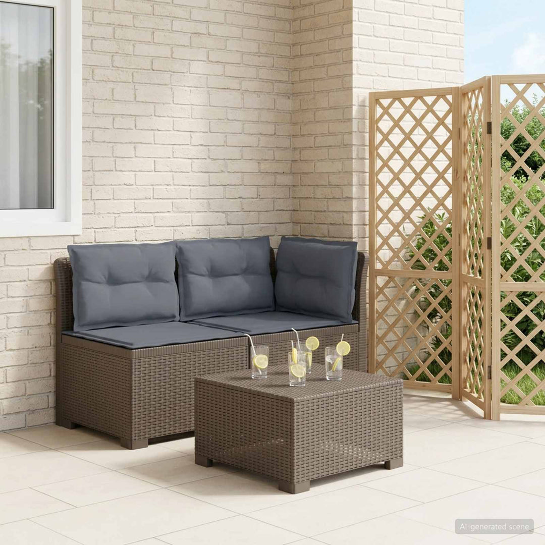 2-personers Havemøbelsofa med Pudefyld Rattan Look PP Lysegrå