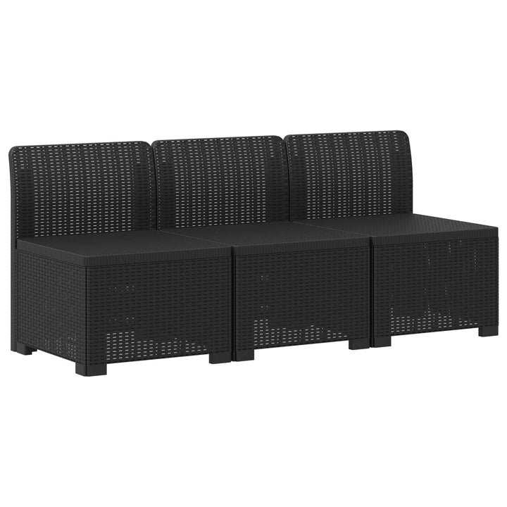 3-personers Havemøbel Sofa Rattan Look PP Antracit