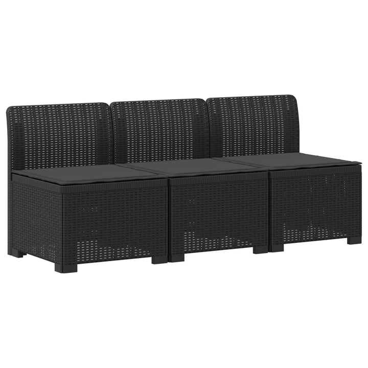 3-personers havensofa med puder i rattanlook PP Antracit