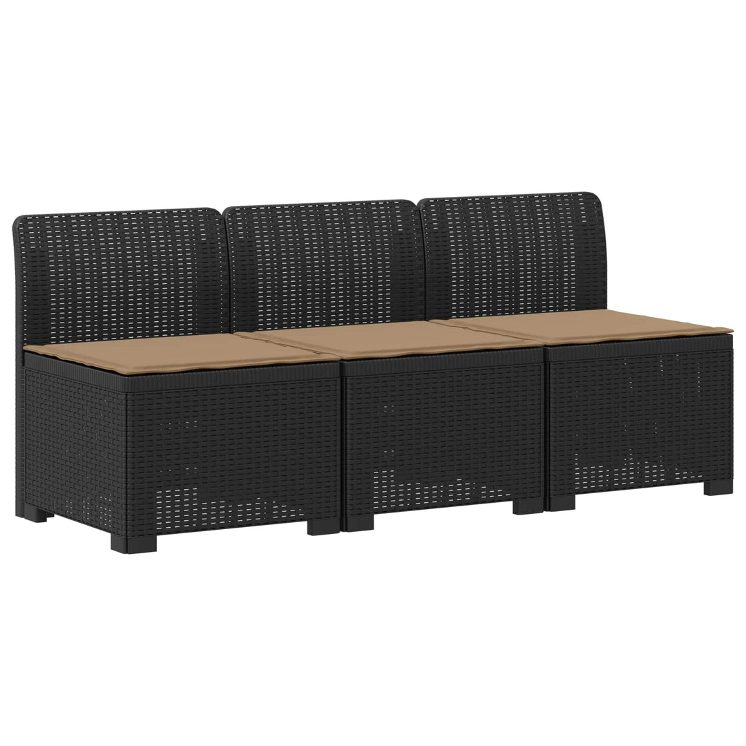3-personers havensofa med puder i rattanlook PP Antracit